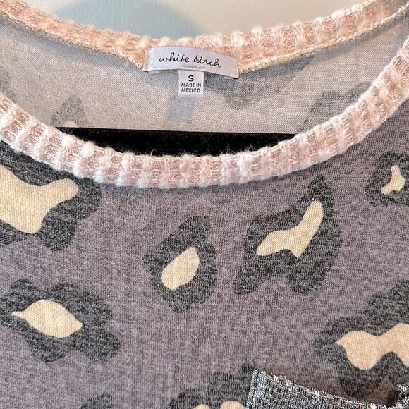 White Birch Small Purple Sequin Animal Print Crewneck Knit Top - Picture 2 of 6
